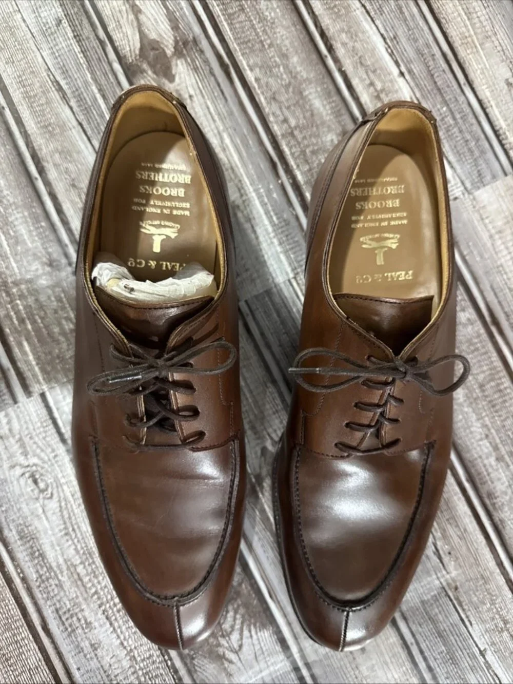 Peal & Co Brooks Brothers Split Toe Derby’s Shoes Sz 9.5 D Brown Leather England